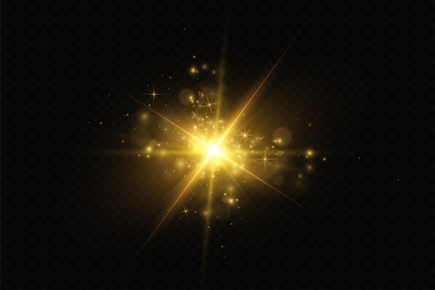 Gold stars glow effect glowing lights sunVector