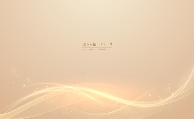 Golden abstract background with line wave light shine
