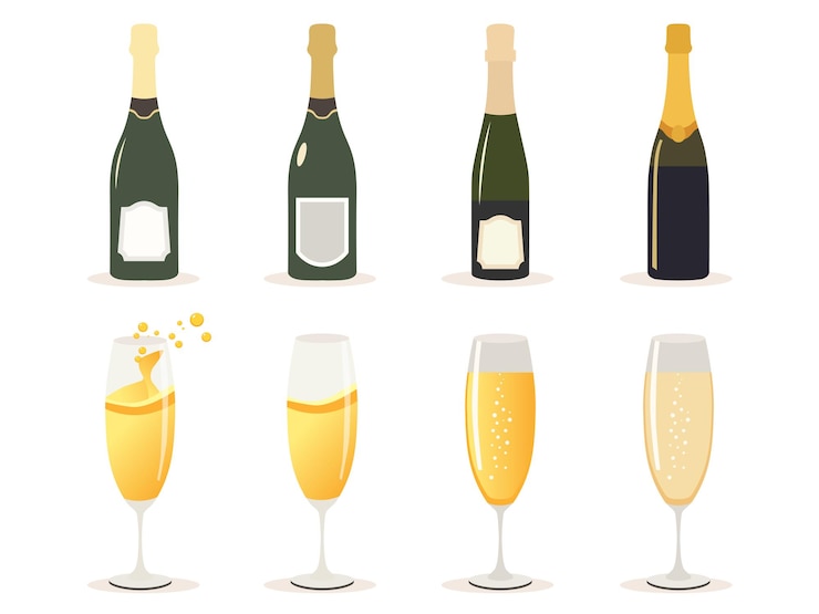 Vector golden champagne for holiday celebration design concept