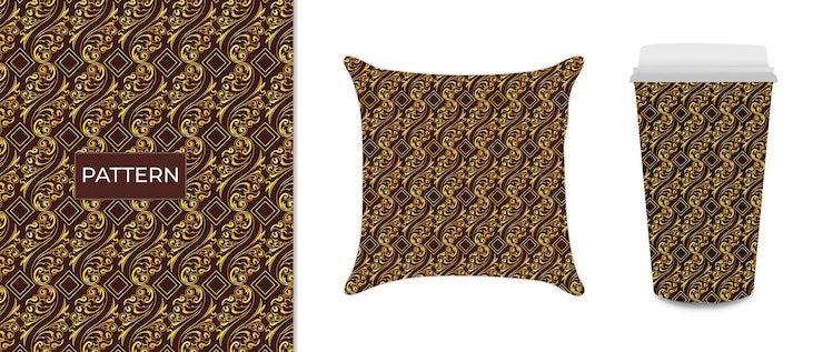 Vector golden color dragon pattern illustration flat style