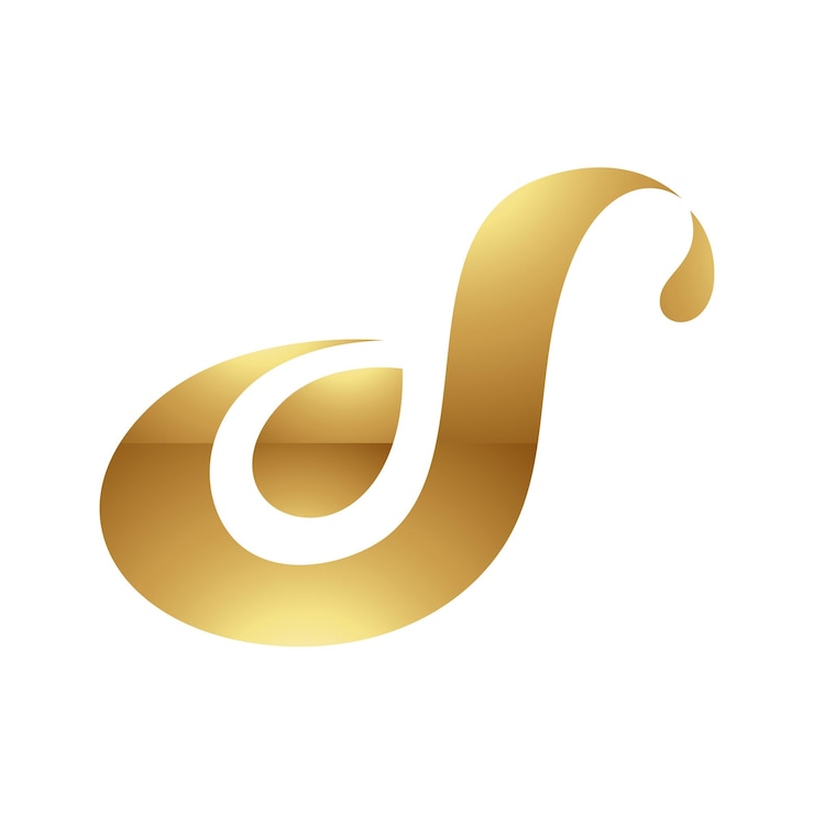 Vector golden curvy letter s or d on a white background