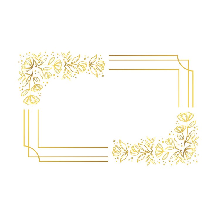 Golden elegant frame floral logo elements
