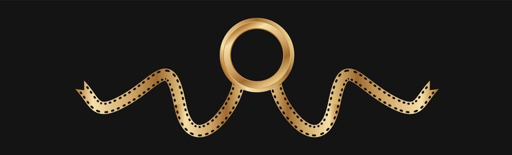 Vector golden frame ring with film strips