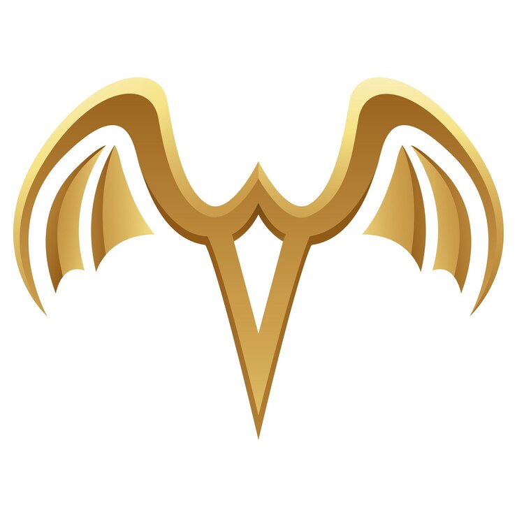 Vector golden glossy bat wings on a white background
