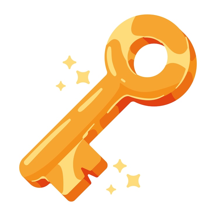 Vector golden key video game icon