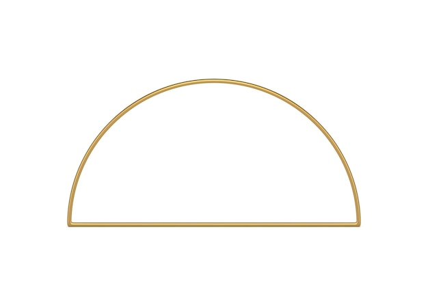 Golden premium half circle geometric frame glossy decor design 3d element realistic vector