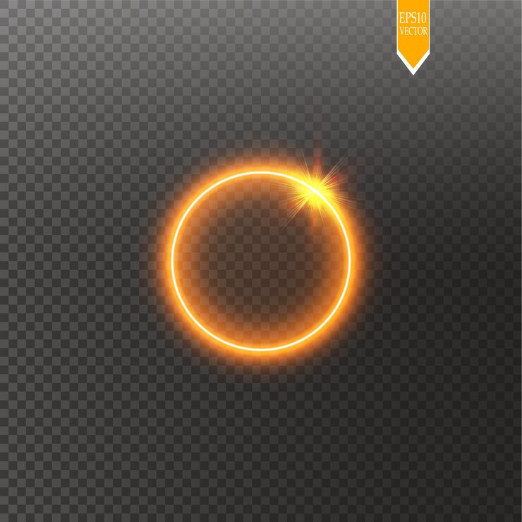 Golden round shining circle frame isolated on transparent background