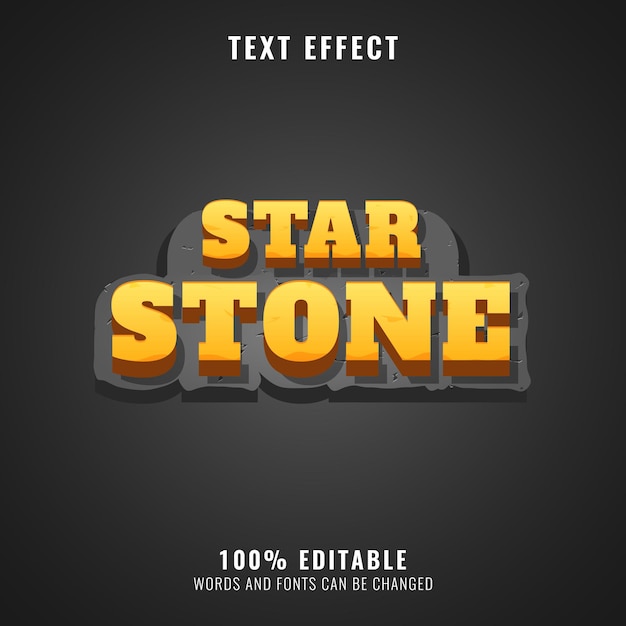 Golden star stone fantasy 3d game logo text effect