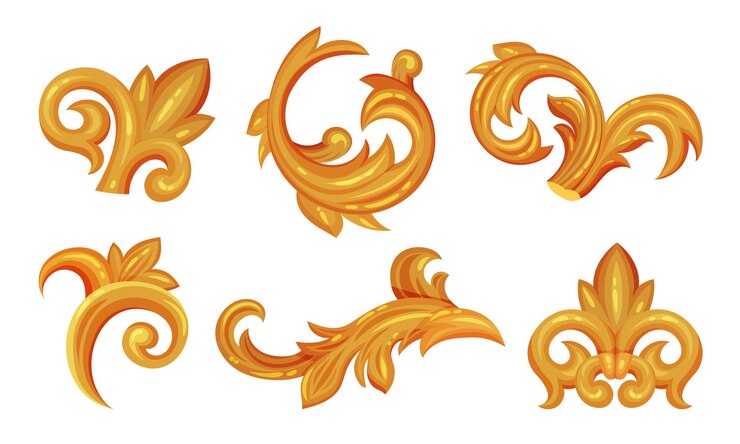 Vector golden vintage monograms with fancy scrolls vector set