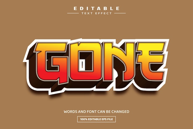 gone 3d editable text effect template