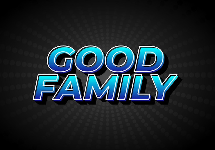 Vector good family text effect with eye catching color and 3d effect
