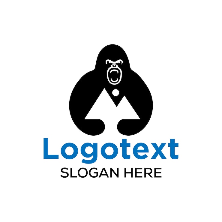 Vector gorilla mount logo negative space concept vector template. gorilla holding mount symbol