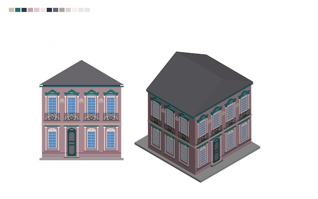 Government building isometric administrative house of architectural style