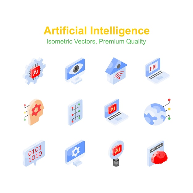 Grab this amazon g icons set of artificial intelligence premium quality vectors