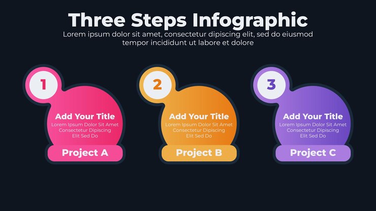 Vector gradient business infographic template with dark theme
