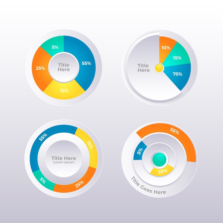Vector gradient charts and graphs collection illustration