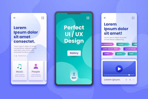 Gradient colorful web button set