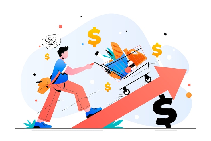 Vector gradient cost of living illustration