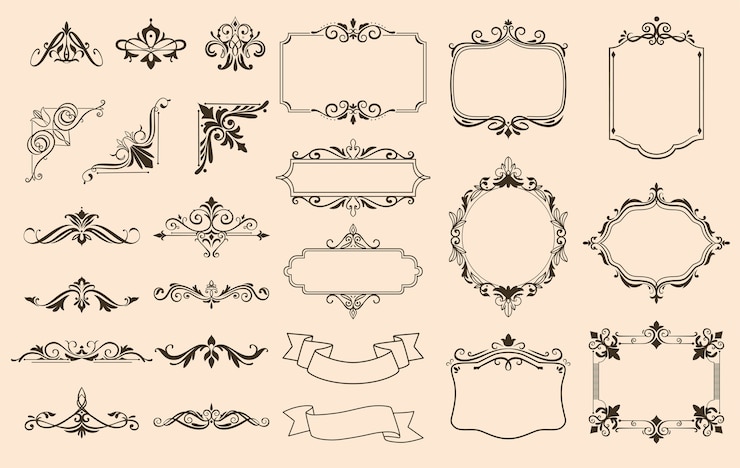 Vector gradient decorative design elements labels collection