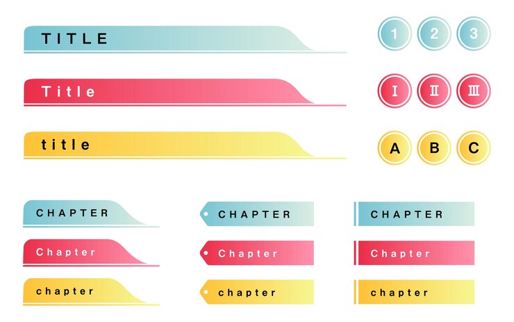 Vector gradient design of headings such as titles