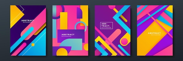 Gradient flowing geometric pattern background texture for poster cover design Minimal color abstract gradient banner template Modern vector wave shape for brochure