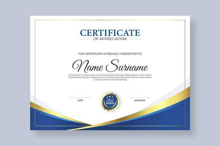 Vector gradient golden luxury certificate design template