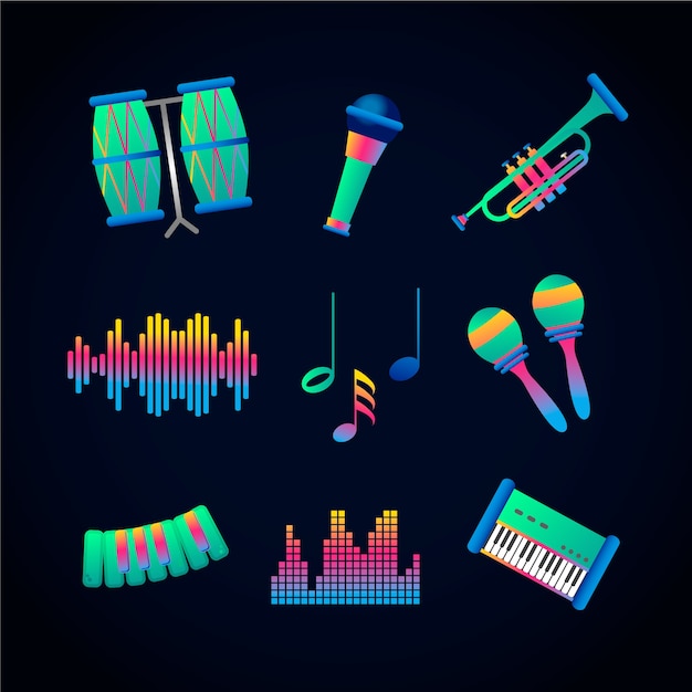 Gradient music icon/symbols collection