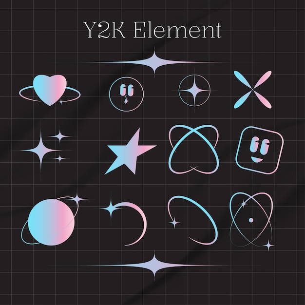 Gradient y2k shape element and geometric shape sticker