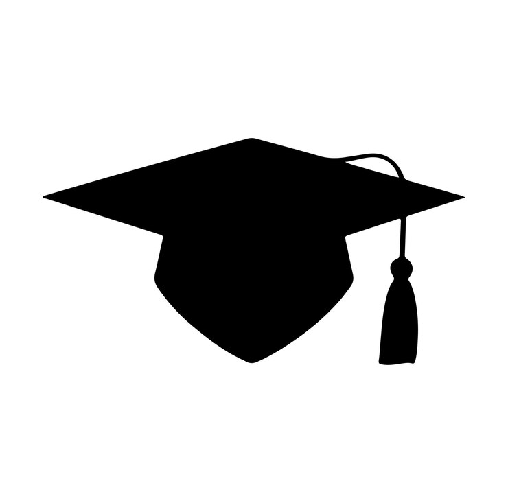 graduation Cap Silhouette Vector On White Background