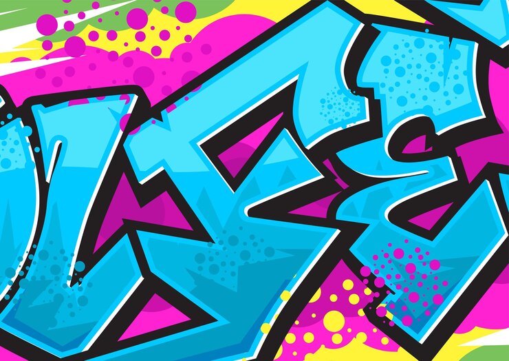 graffiti background on the wall abstract color subcultural vector pink blue