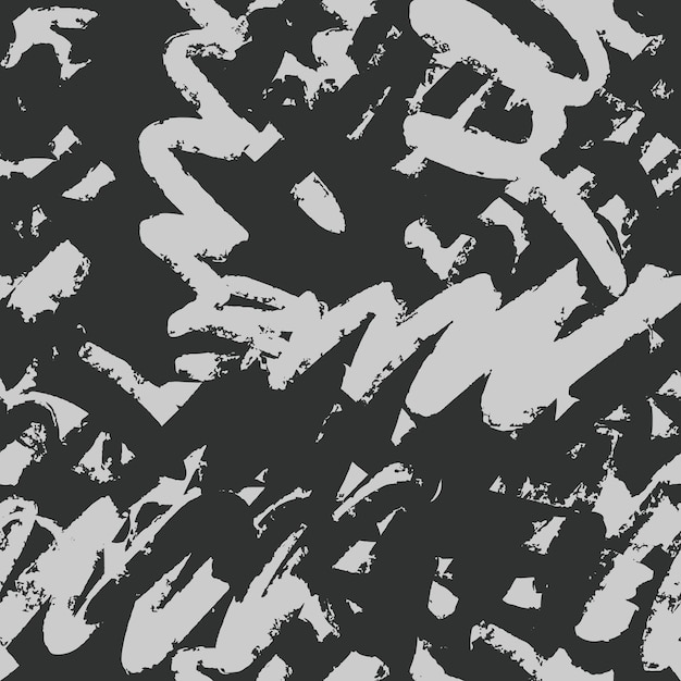 Graffiti wallpaper. Hand drawn artistic brush strokes seamless pattern. Black and silver Ink backdrop. Vector illustration