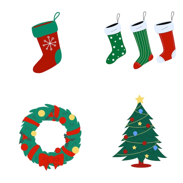 Grafis Natal Dekorasi liburan Elemen pesta lucu