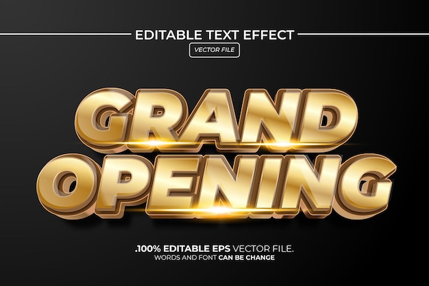 Grand Opening efek gaya teks vektor 3D yang bisa diedit