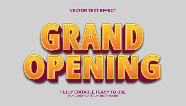 grand openning 3d editable vector text effect opening style text effect