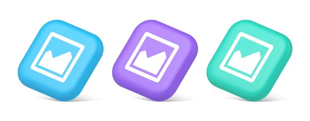 Graph diagram mathematical profit business squared button 3d realistic icons