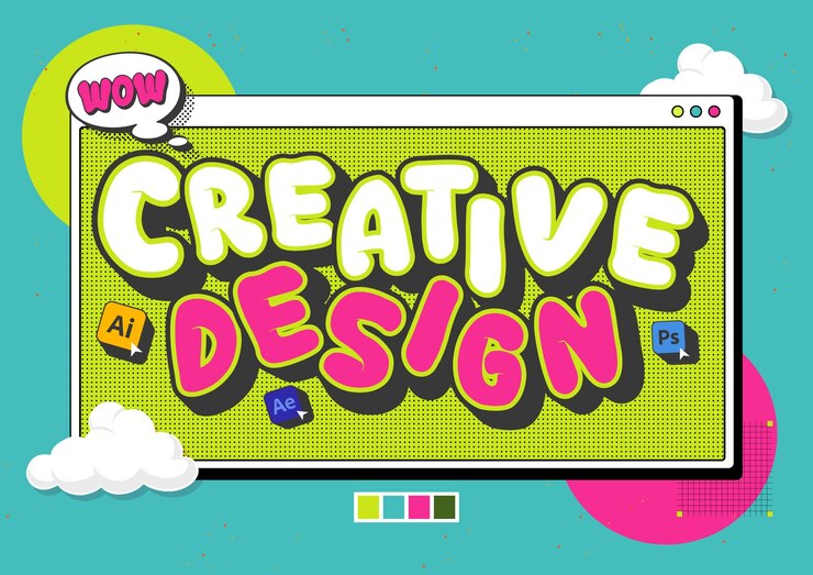 Vector graphic designer marketing poster with full colour