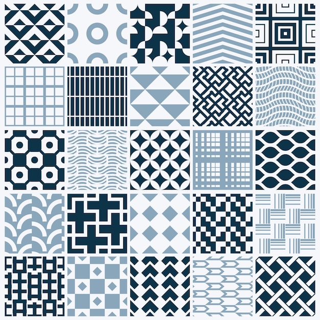Graphic ornamental tiles collection, set of monochrome vector repeated patterns. Vintage art abstract textures can be used as wallpapers.