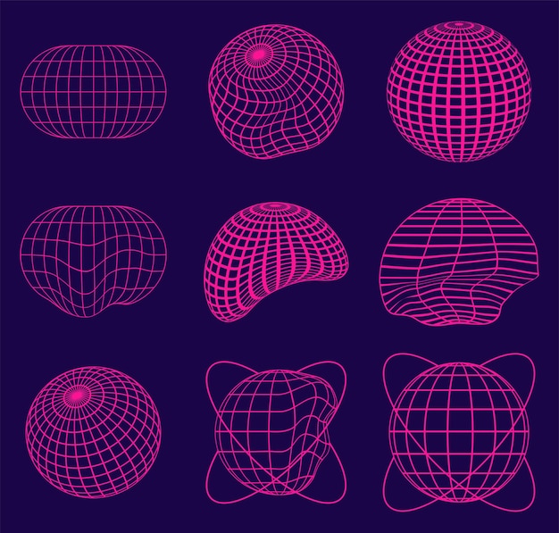 Graphic wavy Y2K Frequence background ornament grid line abstract asset