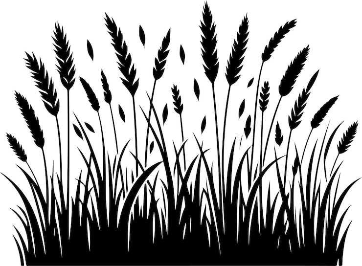 Vector grass simple minimal vector black color silhouette05