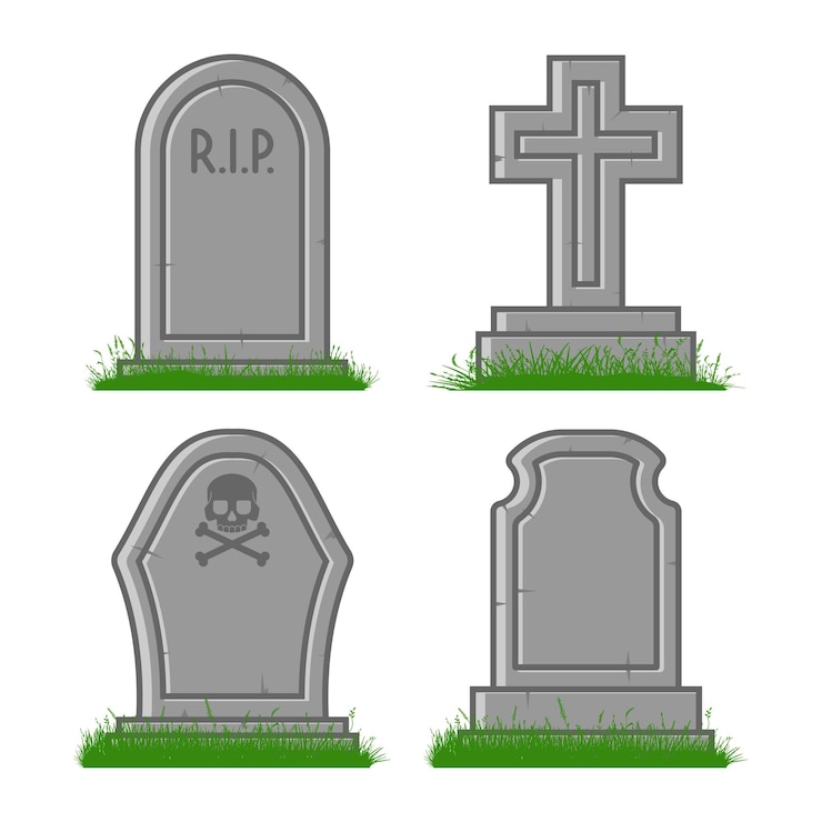 Vector grave icons vector cartoon set isolated on a white background