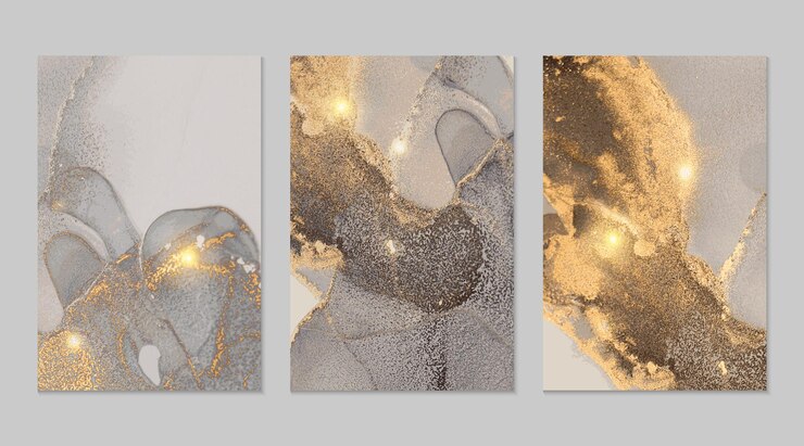 Gray and gold marble abstract textures