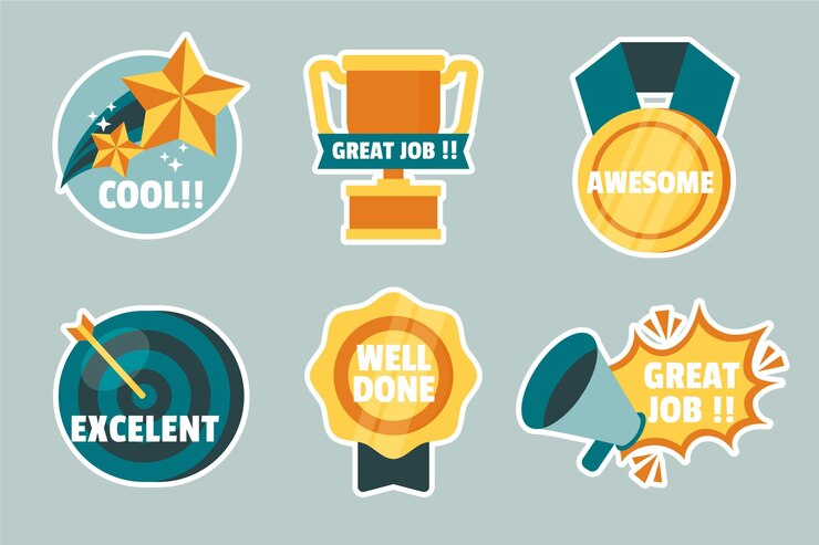 Vector great job stickers pack
