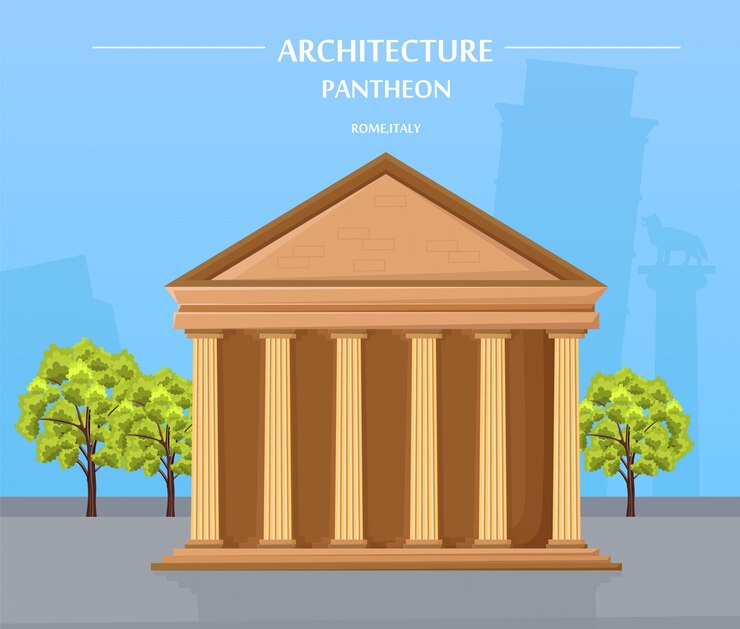 Vector greek temple architecture and athens attraction
