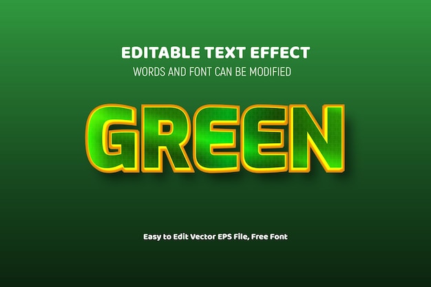 green 3d text effect design fully editable vector eps file