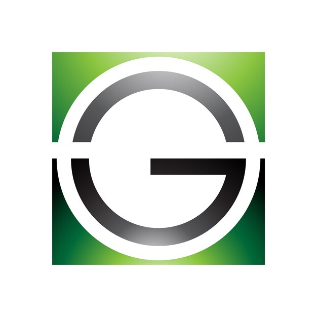 green and black glossy round and square letter g icon