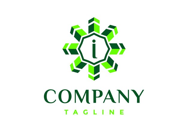 Green and green logo with the letter i in the middle