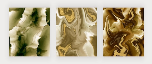 Green and luxury golden watercolor alcohol ink texture