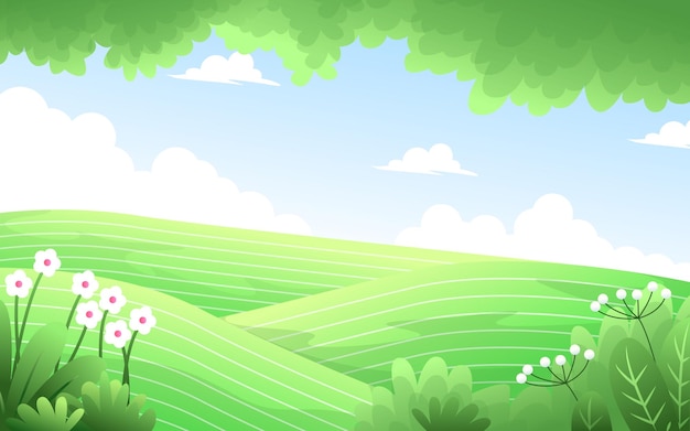 green and refreshing hill view vector illustration