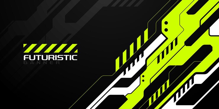 Green and White Modern Abstract Futuristic Cyberpunk Banner Background Vector