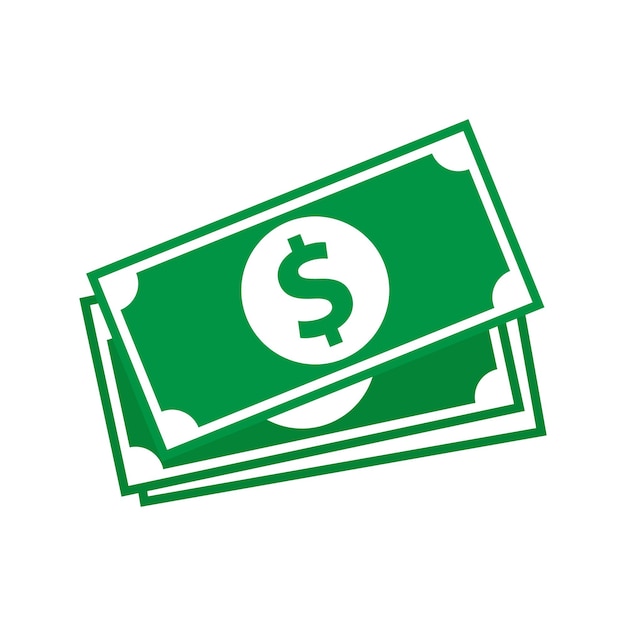 Green color dollar currency banknote icon Cash icon Dollar bill Flat vector illustration